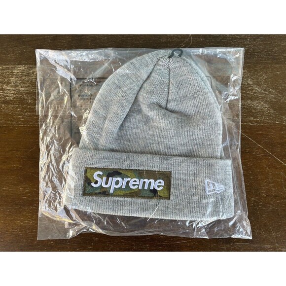 Supreme FW23 New Era Box Logo Beanie Heather Grey One Size - Picture 1 of 9